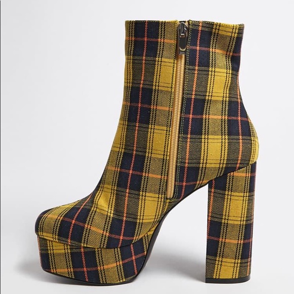 Yellow plaid boots Clearance